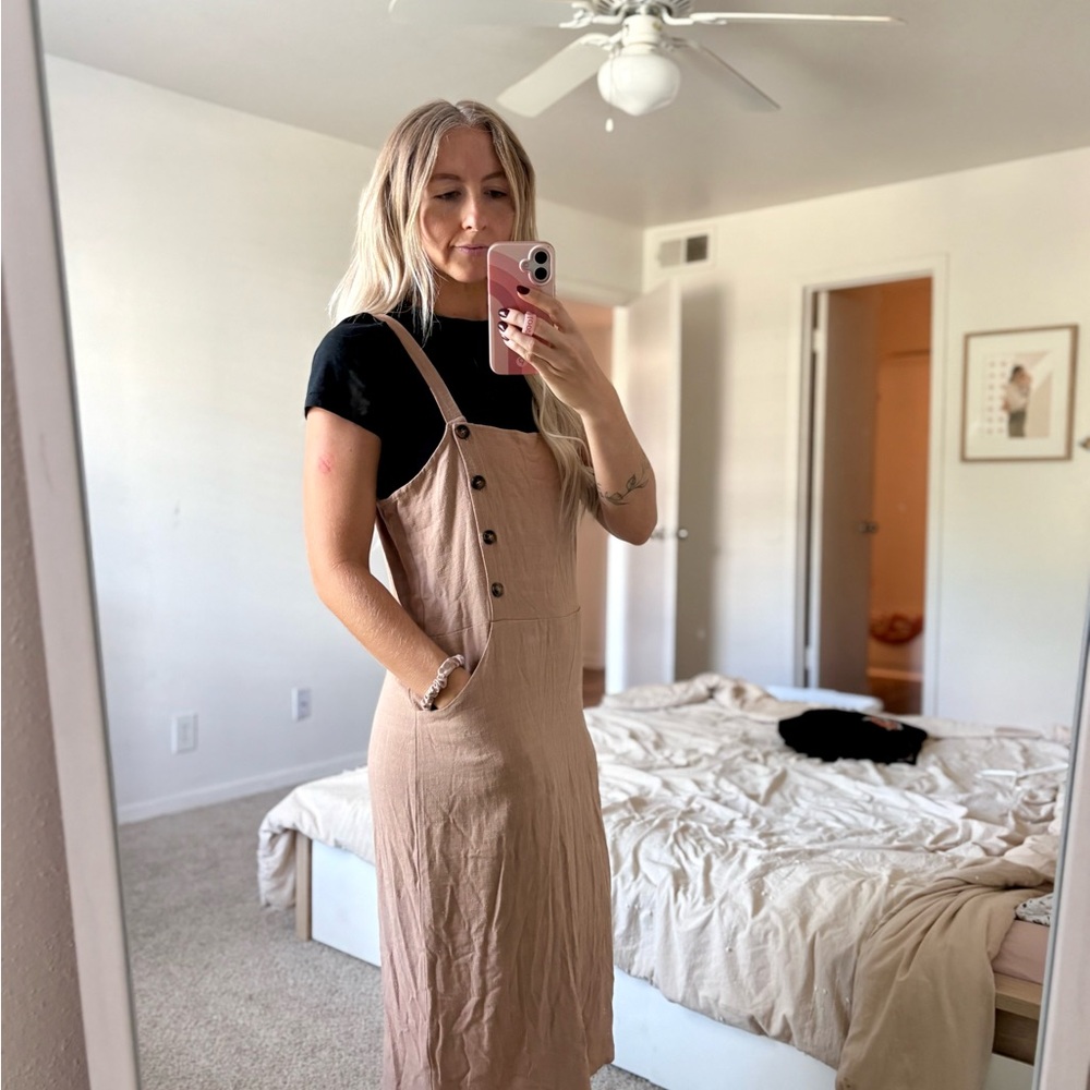 Tan Button-Down Dress